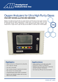 Thumbnail of document Data Sheet - PI2 Oxygen Analyzer for Ultra High Purity Gases